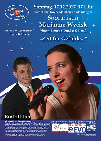 Konzert vom 17.12.2017 mit Marianne Wycisk, begleitet von Vincent Knüppe am Klavier